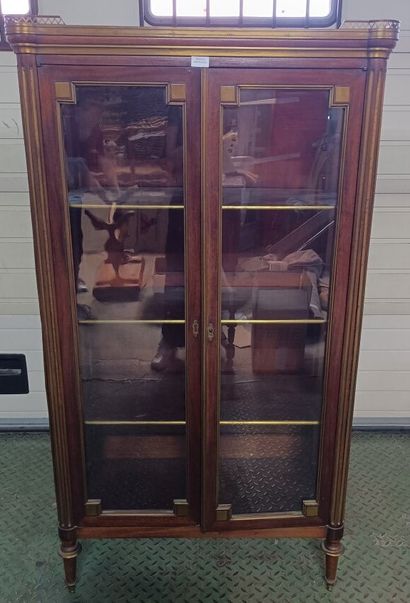 
Mahogany veneer display case with two brass...