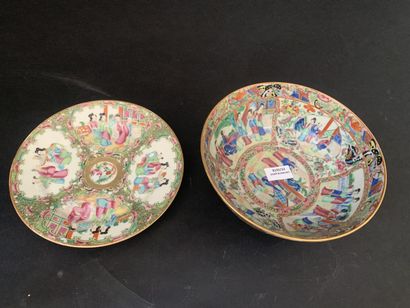 Earthenware plate and dish decorated with...