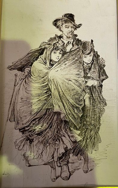 null 
Lot de deux dessins :




-P. VERLIE (actif au XIXe siècle)




Couple en promenade...