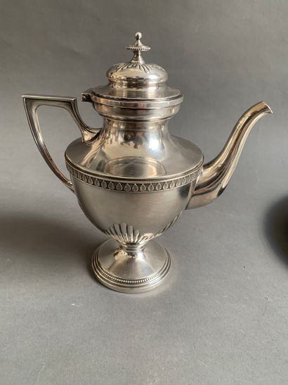null 
Tea and coffee set in silver plated metal, the interior gilded with gadroons...