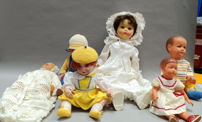 Six celluloid dolls, mouth closed, two of...