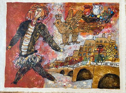 null Theo TOBIASSE (1927-2012)

The pedestrian of Paris

Lithograph in colors, signed...