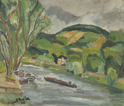 null Marcel BASLER (born in 1917)

Barge on a river

Oil, signed and dated 1936 lower...