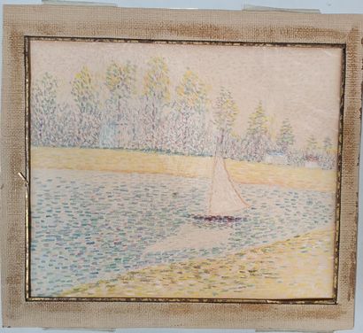 null Modern school after SEURAT

Sailboat on the river. 

Pastel and pencil on paper....