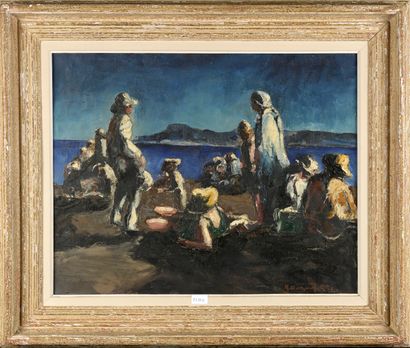null Auguste DURAND-ROSE (1887-1962)

Scène de bord de mer

Huile sur toile signée...