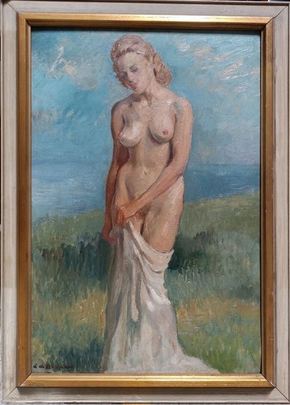 null L. de MARGUERIE

Female nude 

Oil on cardboard signed and dated 1941 in bottom...