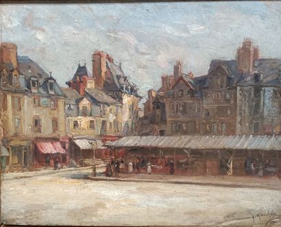 Gustave MADELAIN (1867-1944) 

Scène de marché...