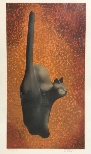Claude LHOSTE (1929-2009)

Black cat

Lithograph...