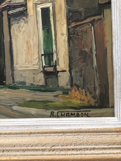 null R.CHAMBON (XX)

Parisian suburb 

Oil on isorel, signed lower right.

54,5 x...