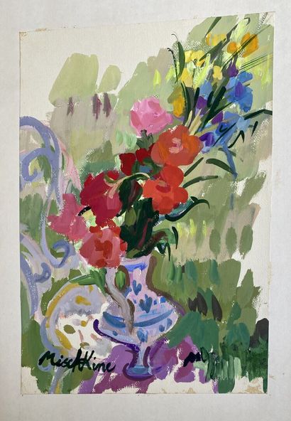 null Olga MISCHKINE (1910-1985)

Vase of flowers in the garden

Oil on paper pasted...