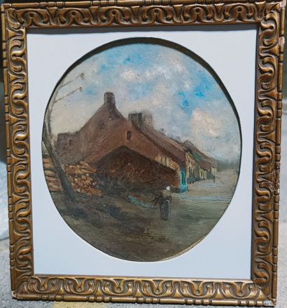 null Théodore FOURMOIS (1814-1871)

View of a farm 

Oil on oval cardboard signed...