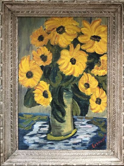 null Modern school 

Bunch of sunflowers

Oil on canvas signed lower right indistinctly....