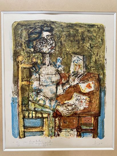 null Paul AIZPIRI (1919-2016)

Lot of three lithographs

- View of Venice

- Chair...