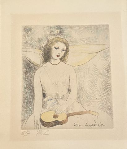 null Marie LAURENCIN (1883-1956)

Portrait of a woman with a guitar

Etching in colors,...