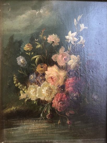 null French school of the XIXth century

Still life with bouquets of flowers. 

Two...