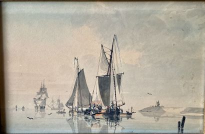 null Flemish school of the 19th century

Seascape in calm weather

Pen and watercolor...