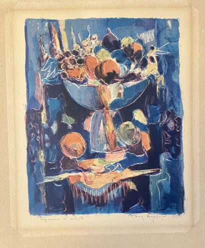 null Tony AGOSTINI (1916-1990)

Lot of five lithographs :

Still life

Signed and...
