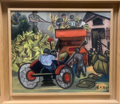 null 
Tonia CARIFFA (born in 1924)

Harvesters with tractor

Oil on canvas signed...