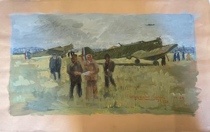 null Pierre-Eugène CLAIRIN (1897-1980) 

Aérodrome

Gouache signée en bas à droite,...
