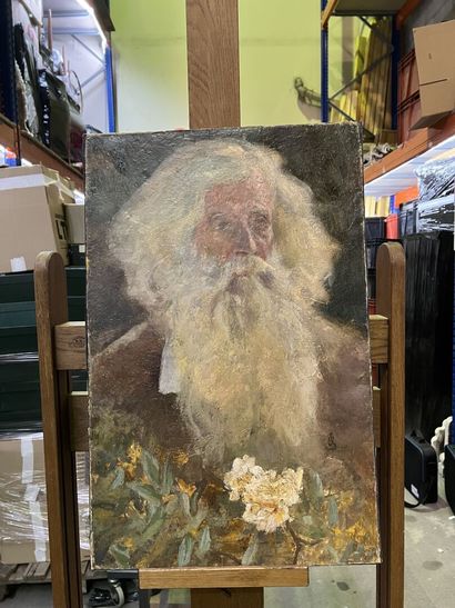 null Jan STYKA
(Lwów/Lviv 1858 - 1925 Rome)
Old man with flowers
Oil on canvas, monogrammed...