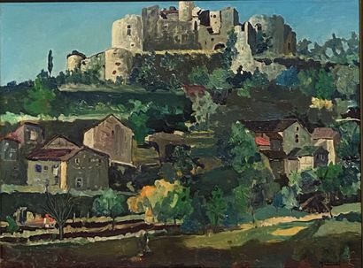 null Moly CHWAT		
(Bialystok 1888 - 1979 Paris)
Paysage au château
Huile sur toile,...