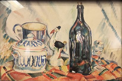 null Szymon MULLER (Krakow 1885- 1942 deported)
Still life with a bottle
Watercolor...