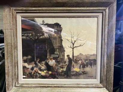 null Moly CHWAT
(Bialystok 1888 - 1979 Paris)
Market with flowers, 1949
Watercolor...