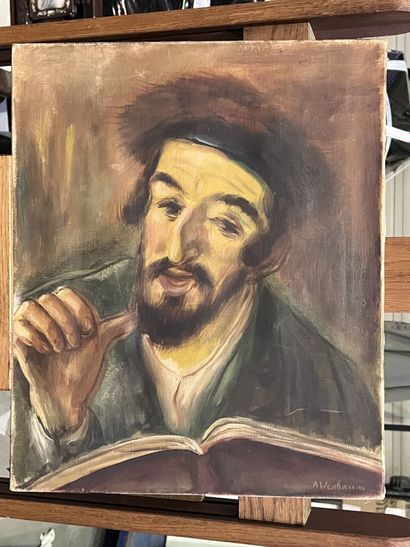 null Abraham WEINBAUM 
(Kamieniec Podolski 1890-1943 déporté)
Juif à la lecture
Huile...