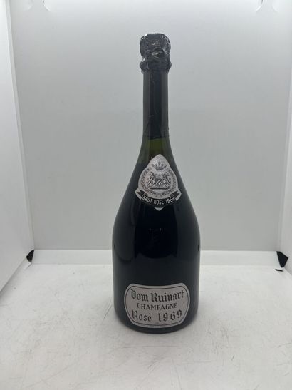 null 1 bottle of DOM RUINART Brut Rosé 1969, high shoulder, label and cap with slight...