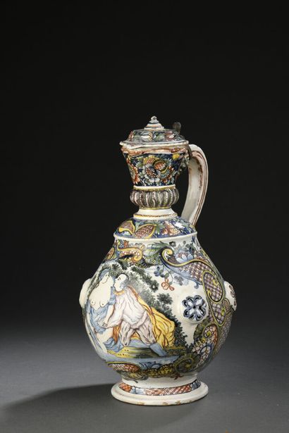 null ROUEN

Large covered earthenware pitcher of baluster form, the body openwork...