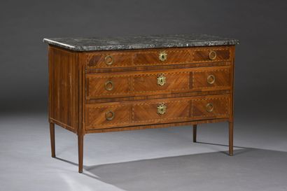 null Chest of drawers with three drawers simulating nine, rosewood veneer inlaid...