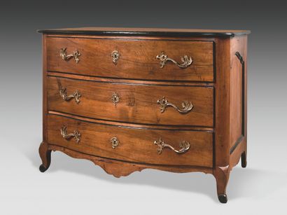 null 
Chest of drawers with arched top in molded walnut enhanced with black varnish...