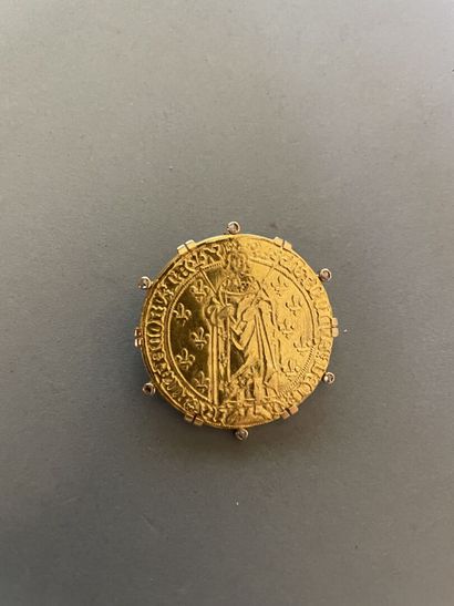 null Charles VII, golden royal 1st issue, Angers. Dy.455
A/ + - KAROLVS: DEI: GR...