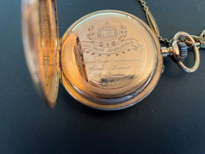 null Pocket watch, the case in yellow gold engraved with a monogram JT. Gold case.
Escapement...