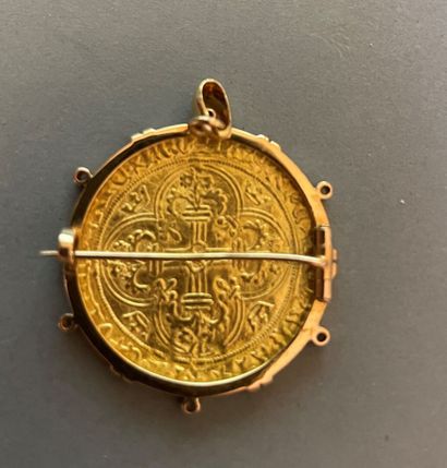 null Charles VII, golden royal 1st issue, Angers. Dy.455
A/ + - KAROLVS: DEI: GR...