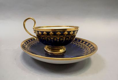 Tea cup and its under cup in porcelain with...