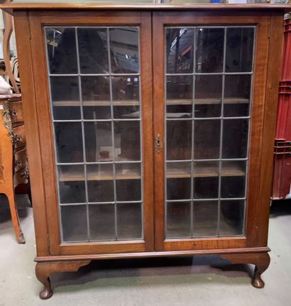 Tinted wood showcase with two doors.

120...