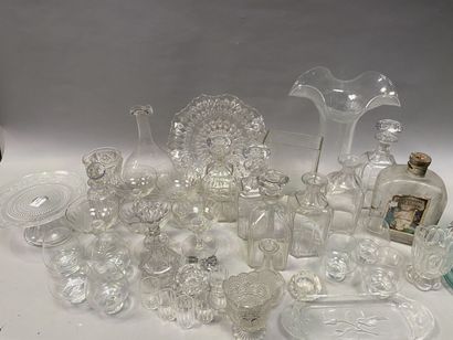 A case of glassware: decanters, vases, g...