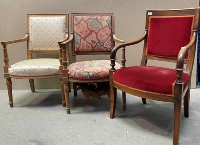 null Pair of natural wood armchairs with square back

Directoire style

89 x 54 x...