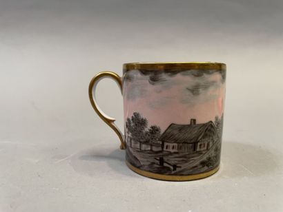 null Litron cup decorated with landscape at dusk.

Paris, early 19th century.

H...