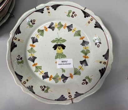 null Set of decorative earthenware plates including two Nevers,

dishes, bouquet...