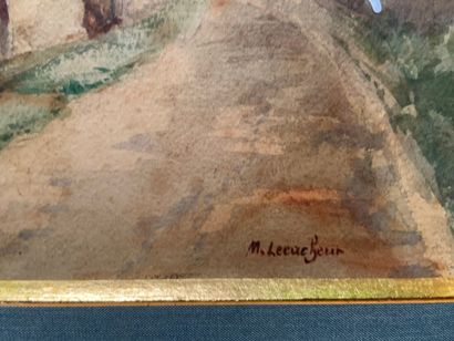 null Marguerite LECACHEUR (XXth century) 

Animated path 

Watercolor, signed lower...