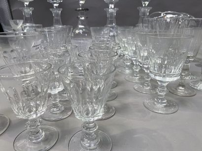 null A case of crystal and glassware: glasses, carafes, vases