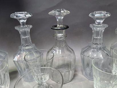 null A case of crystal and glassware: glasses, carafes, vases