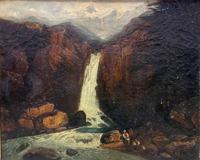 null Swiss school of the 19th century

Family of peasants near a waterfall

Oil on...
