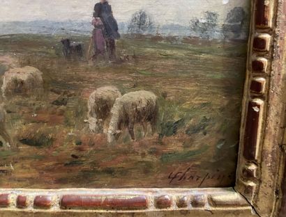 null Albert CHARPIN (1842-1924)

Berger avec ses moutons 

Huile sur panneau signée...