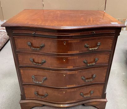 null Small mahogany veneered chest of drawers with a curved front opening to four...
