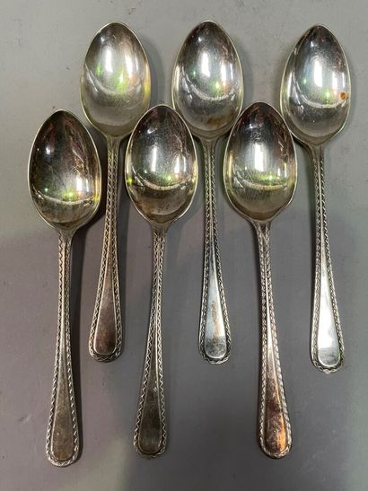 Six silver plated coffee spoons in a Benjamin...