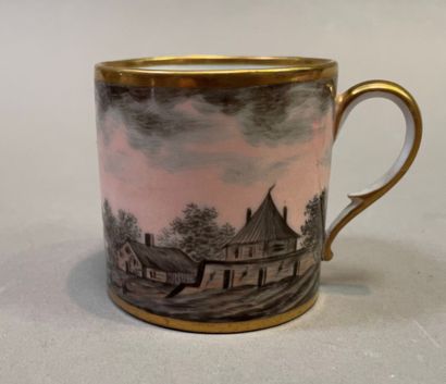 null Litron cup decorated with landscape at dusk.

Paris, early 19th century.

H...