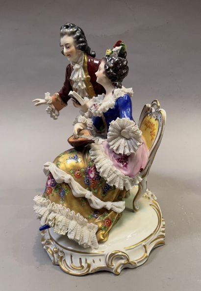 null Two gallant couples

Porcelain groups enamelled polychrome. 

In the Saxon taste.

H...